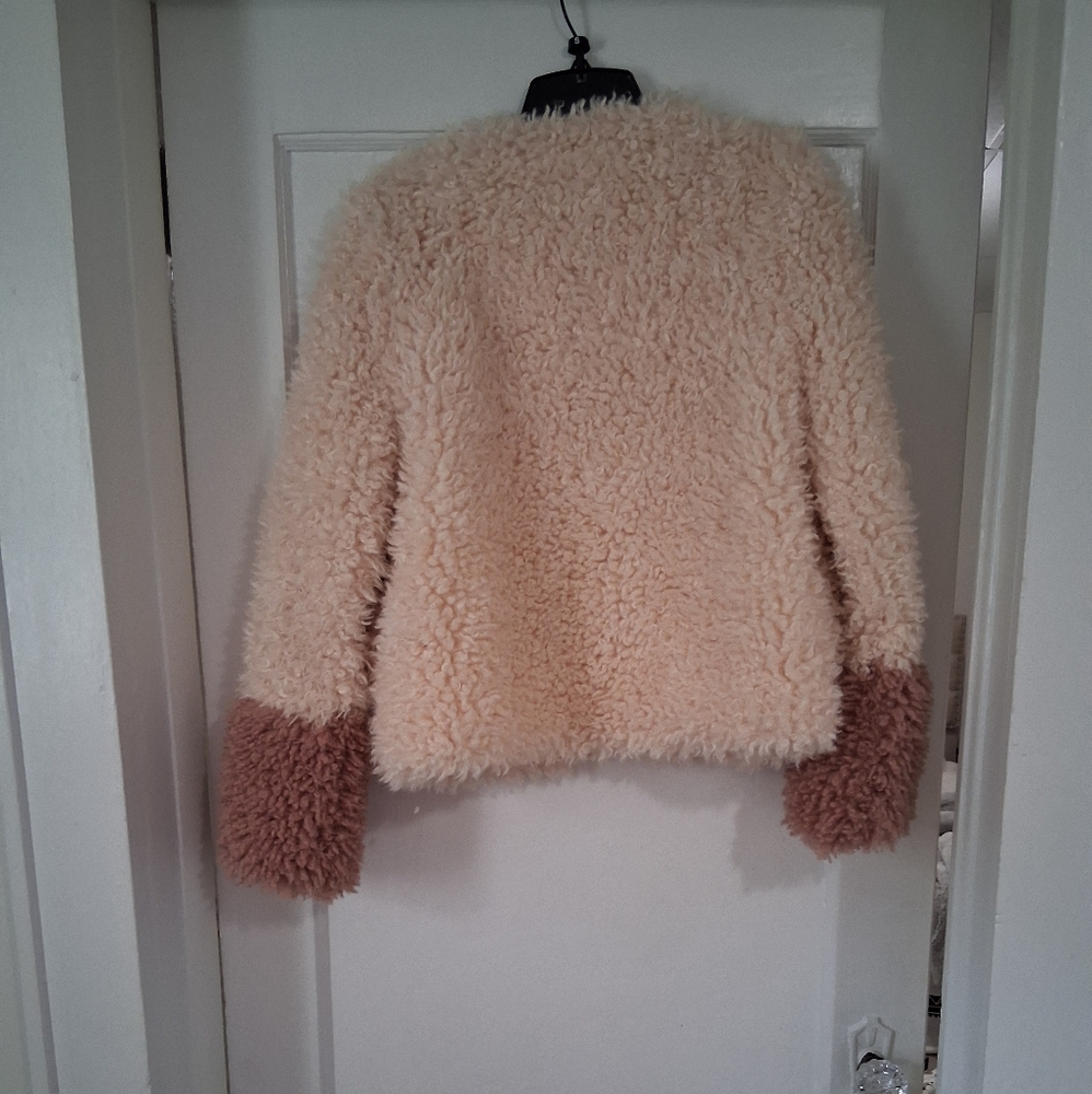 Cream and Brown Fuzzy Jacket